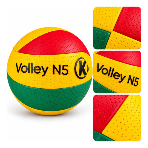 Pelota Volley Pegada Material Pu Para Playa Y Gimnasio Multicolor
