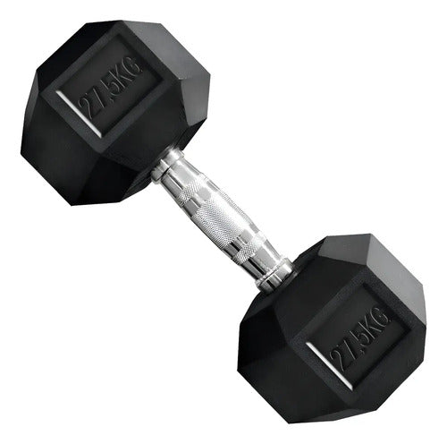 Mancuerna Hexagonales Hierro Recubierto Dumbbell 27.5kg Color Negro