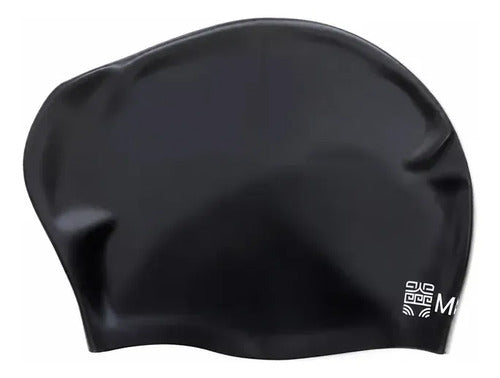 Gorra Silicona Para Natación Adulto Cabello Largo Moaki Negro Lisa Unico