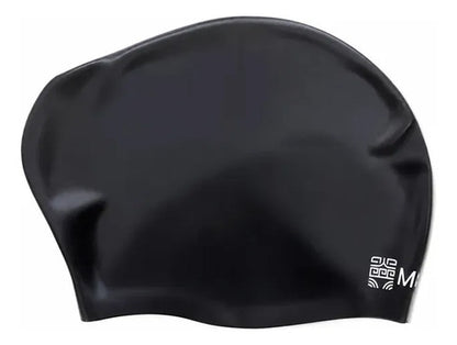 Gorra Silicona Para Natación Adulto Cabello Largo Moaki Negro Lisa Unico