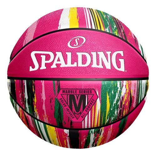 Balón Básquetbol Spalding Del No.6 Marble Series Color Rosa