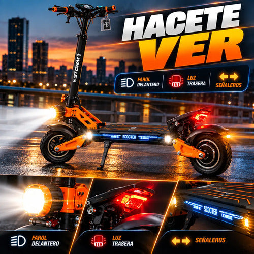Monopatín Eléctrico Storm 800w 48v Plegable Nfc Adulto Naranja