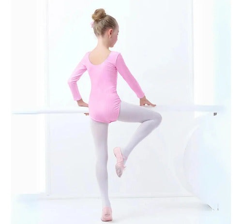 Malla de Ballet Manga Larga Rosada – Niña