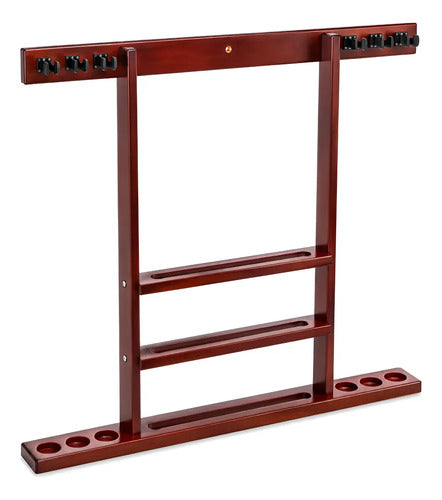 Soporte De Pared Para 8 Tacos De Pool Estante En Madera Marrón Soporte