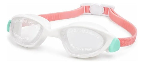 Antiparras Lentes Natación Niños Moaki Rua Pro Ajustables Rosa/blanco