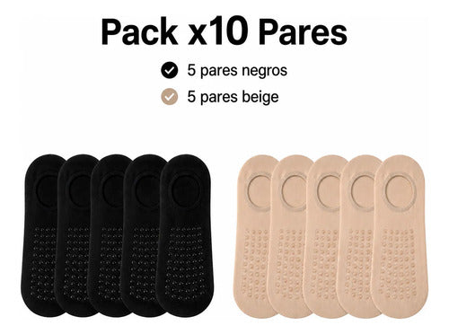 Pack X10 Medias Soquete Antideslizantes Para Yoga Pilates Surtido Liso Unico