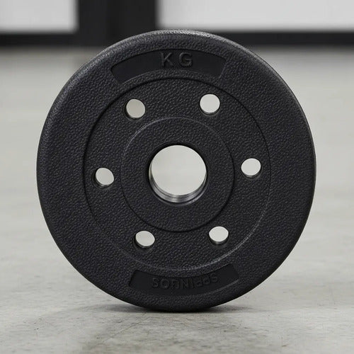 Disco Pesas 3kg Revestido En Pvc Gym Entrenamiento Negro