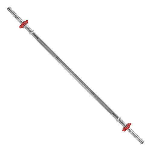 Barra Recta Body Pump 1.60m Para Pesas Con Mariposas Plateado