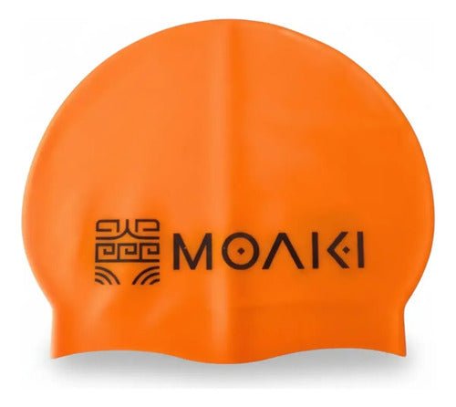 Gorra De Natación Moaki Silicona Mmsports Naranja Lisa Unico