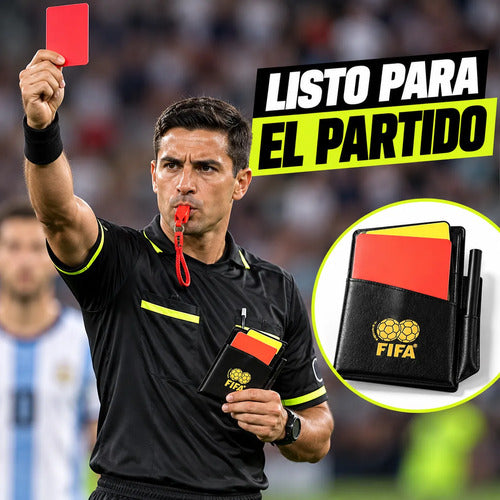 Kit Árbitro Fútbol Tarjetas Fifa + Silbato Profesional Fox40