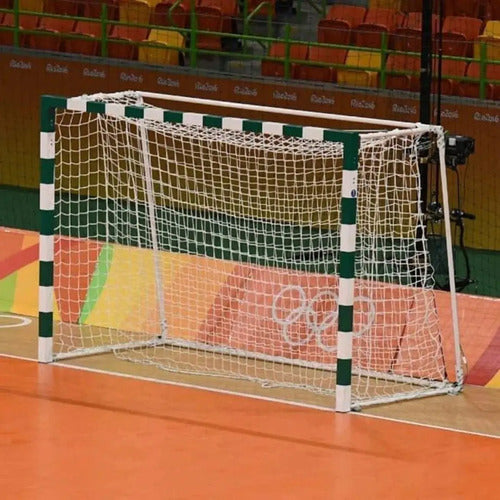 Par De Red 4mm Fútbol 5/sala Y Handball 3,2x2,1m Seda Gismar Blanco