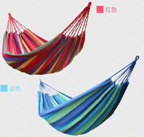 Hamaca Paraguaya 1 Plaza De Algodón + Bolso Incluido Multicolor Líneas