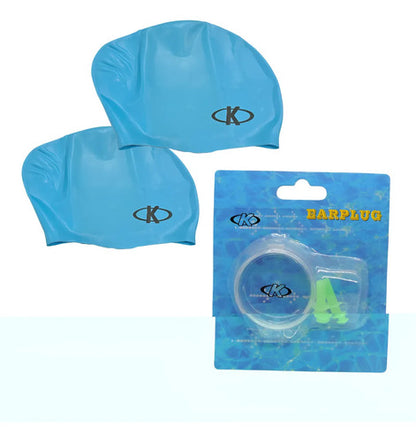 Set X2 Gorras De Natación De Silicona +tapones Para Oídos Surtido Lisa Único