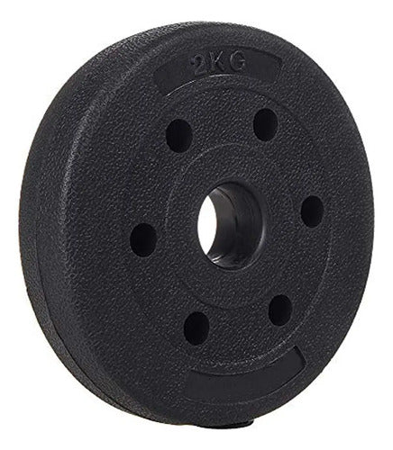 Pesa Disco Revestido 2kg Para Barra Mancuerna Entrenamiento Negro