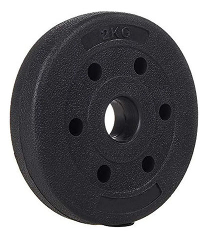 Pesa Disco Revestido 2kg Para Barra Mancuerna Entrenamiento Negro
