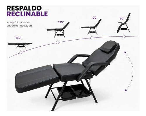 Silla Reclinable Multiuso Para Masajes Estética Y Podología Negro