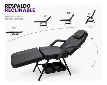 Silla Reclinable Multiuso Para Masajes Estética Y Podología Negro