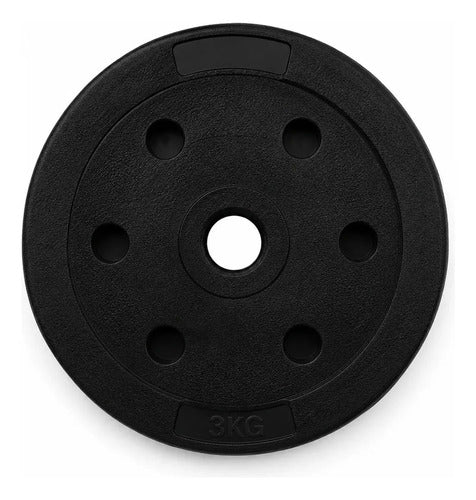 Kit Pesas Barra Recta Discos Pvc Cemento Gimnasio Fitness Barra 1.50 M 4x3 Kg 4x2 Kg
