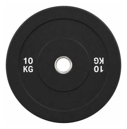Disco Olímpico Engomado 10 Kg P/ Barra Pesas Gym Profesional Negro