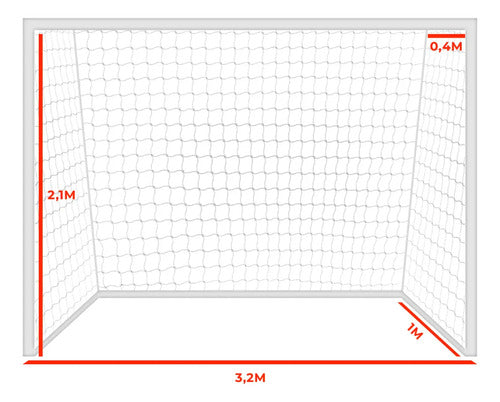 Redes Arco 4mm Fútbol 5/sala Y Handball 3,2x2,1m Uv Gismar Blanco