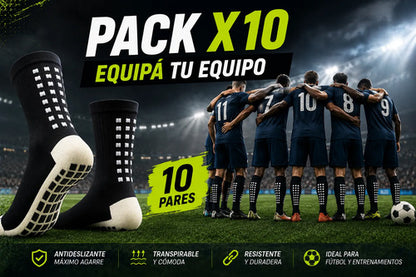 Pack X10 Medias Cortas Antideslizantes Niños Fútbol Calidad Negro 26-30