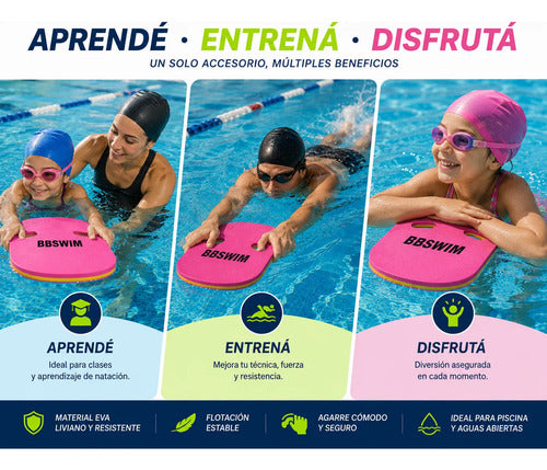 Tabla Natación Bbswim 45x28cm Entrenamiento Piscina Eva Surtido