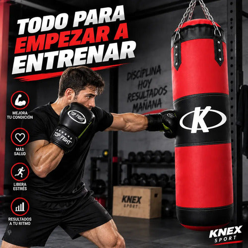 Kit Boxeo Completo 14kg Bolsa Guantes Vendas Bucal Color Rojo