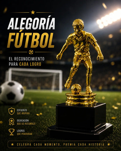 Trofeo Alegoría Fútbol Con Base Dorada 15 Cm Premiación Dorado