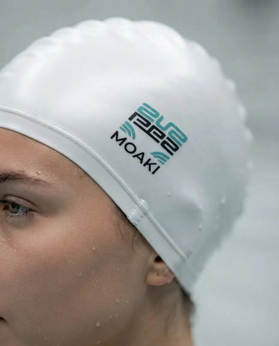 Gorra De Natación Moaki Silicona Mmsports Blanco Lisa Unico