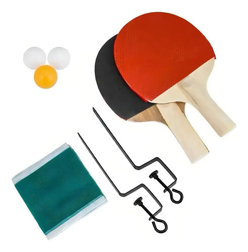 Set Ping Pong Sports - 2 Paletas + 3 Pelotas + Red C/soporte