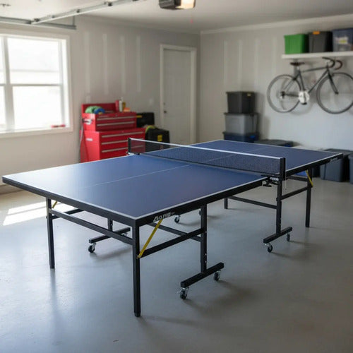 Mesa De Ping Pong Medida Profesional C/ruedas Plegable Azul