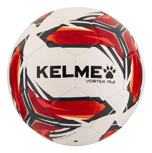 Pelota N5 Futbol Kelme Cancha Cesped Natural Cosida Pu Color Blanco/rojo