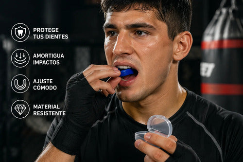Protector Bucal Deportivo Simple X10 Con Estuche Boxeo Mma Surtido Sin Sabor