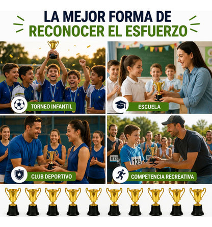 Copa Trofeo Con Asas Premio Para Deportes 13cm Pack X10 Dorado