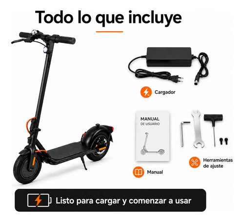 Monopatín Eléctrico 350w Rodado 10 Plegable Hasta 28 Km/h Negro