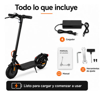 Monopatín Eléctrico 350w Rodado 10 Plegable Hasta 28 Km/h Negro
