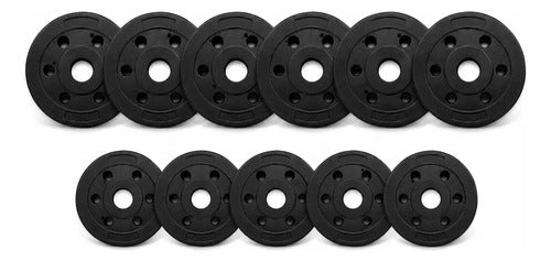 Kit Pesas Barra Recta Discos Pvc Cemento Gimnasio Fitness Barra 150 M 6x3 Kg 5x2 Kg