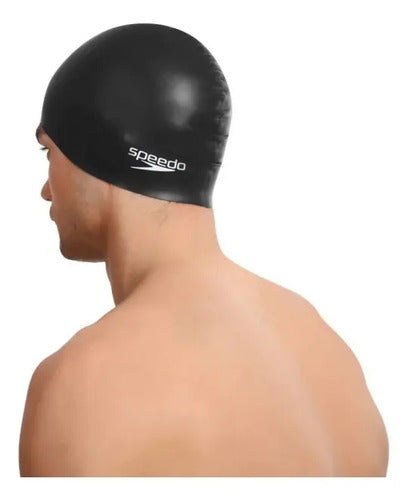 Gorro Natacion Speedo Plain Flat Junior Pileta Silicona Kids Color Negro Diseño De La Tela Liso Tamaño Unico