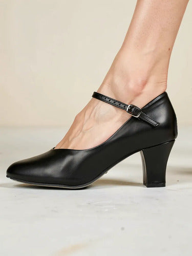 Zapato Baile Flamenco Prof. Cuero Taco/hebilla Mmsports Negro Liso 36 Uy