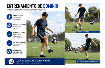 Cinturón Entrenamiento Dominio Balón Fútbol Elástico Ajusta Negro