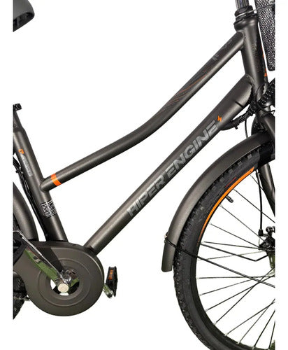 Bici Eléctrica Hiper Engine Metropolis Urbana Rodado 28 Gris Oscuro M