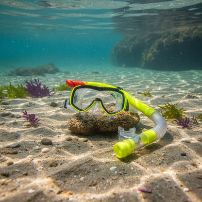 Set Snorkel Adulto + Máscara Silicona Para Buceo Amarillo