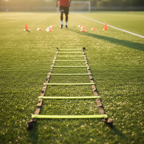 Kit Completo Fútbol Escalera De Agilidad 4m + 10 Conos Plato Surtido