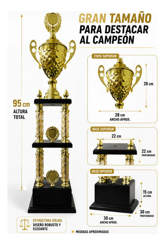 Copa Trofeo Monumental Metálica Altura 95cm Torneo Deportivo Amarillo