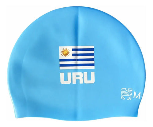 Gorra Natación Silicona Moaki Kiroa Uruguay Edición Celeste Lisa Unico