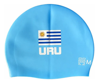 Gorra Natación Silicona Moaki Kiroa Uruguay Edición Celeste Lisa Unico