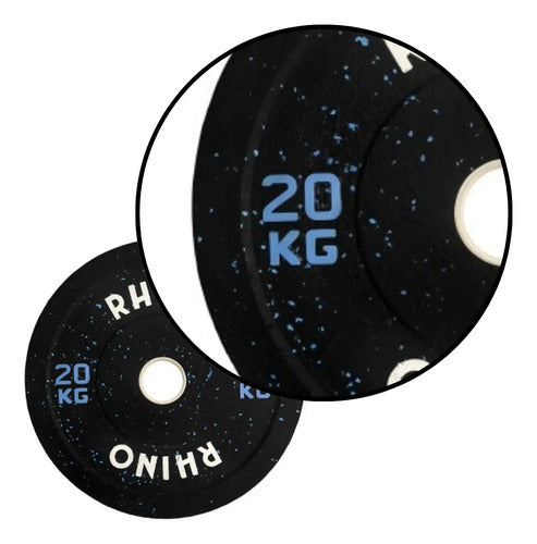 Disco Olimpico Caucho Bumper Crossfit Levantamiento 20kg Negro