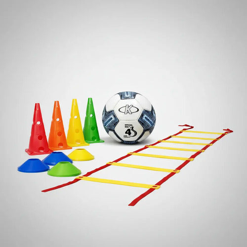 Set Conos Entrenamiento Fútbol Pelota N°4 Escalera Y Platos Surtido