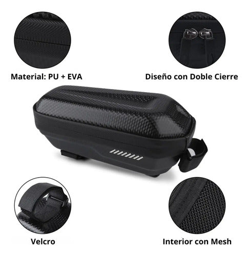 Bolso Rigido Bicicleta Impermeable Para Cuadro - Inbike Negro