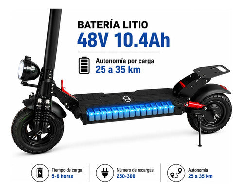 Monopatín Eléctrico Knex Urban - Motor 800w - 48v*10.4ah Negro